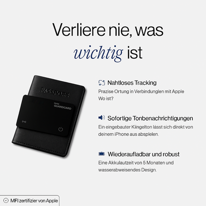 GuardCard - Verliere nie wieder deine Geldbörse, Tasche oder Gepäck